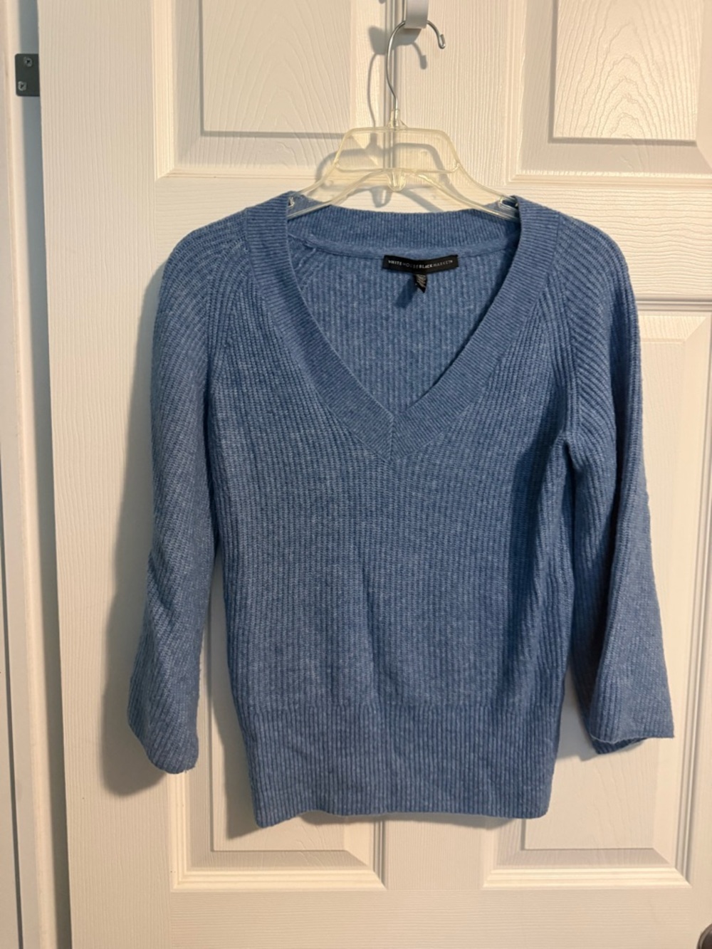 2 for $20 sale: WHBM blue V-neck sweater with slight flare 3/4 sleeve - XXS